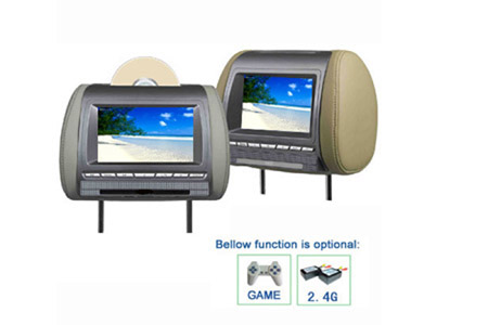 7 inch headrest with DVDSDUSBDualIRFMMP4DIVXGAMESDVBTTV optional